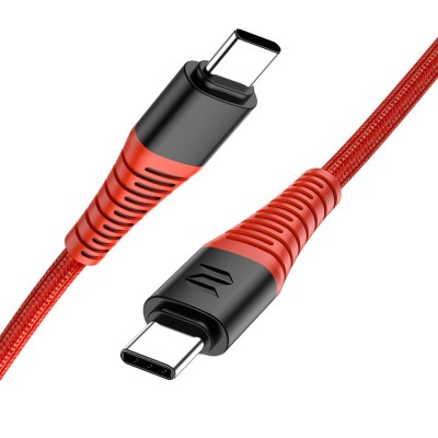 Hot ROCK Z11 Hi-Tensile PVC Cables Braided USB C To Type C Data Quick Charge Cord Cellphone Charger Cable Line