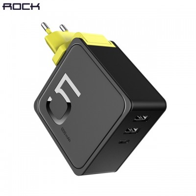 Rock 5000mAh 2 in 1 Sugar Power Bank With Wall USB travel Charger, CN and EU type charger LED digital display